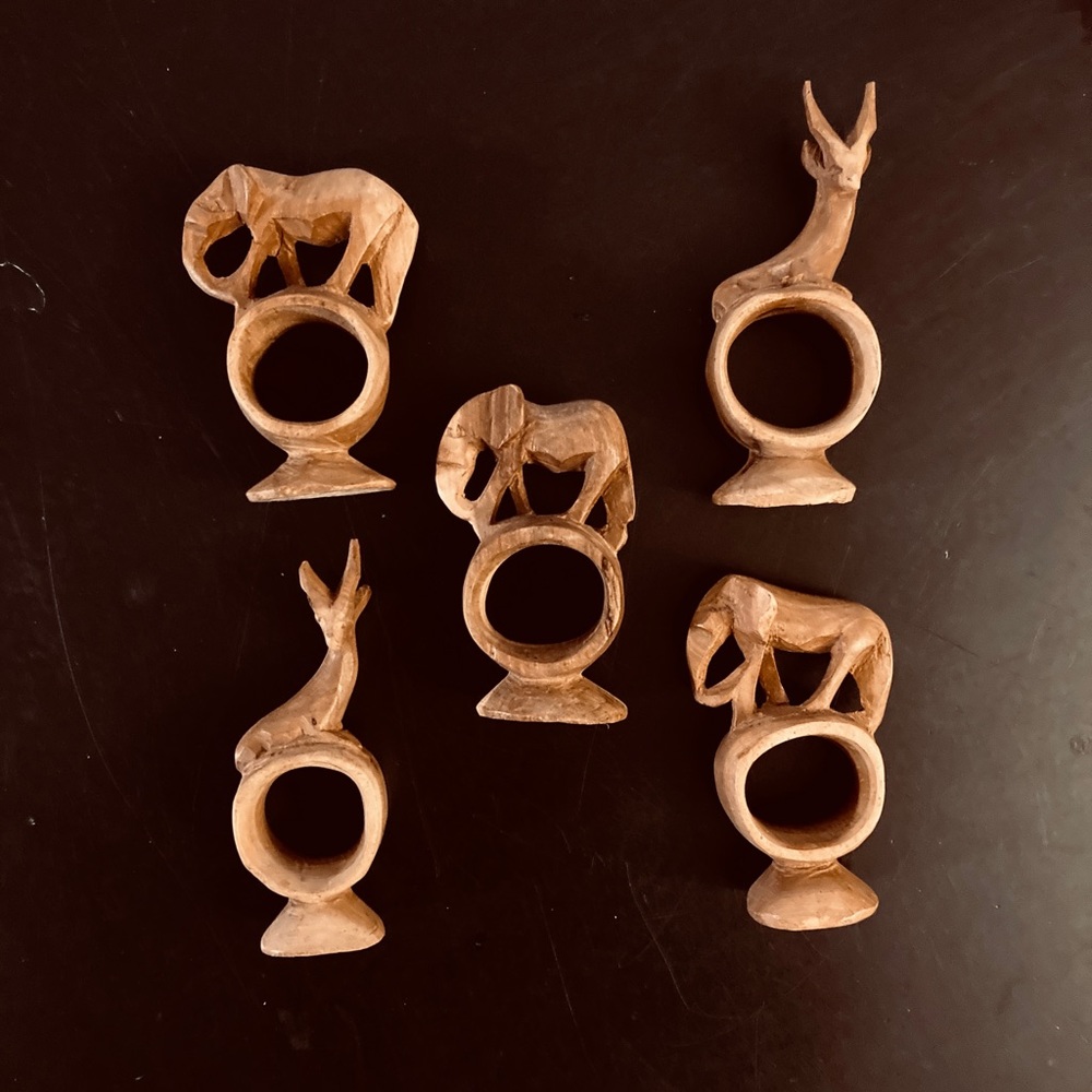 🐘Wooden African Safari Animal Napkin Rings - Picture 7 of 7